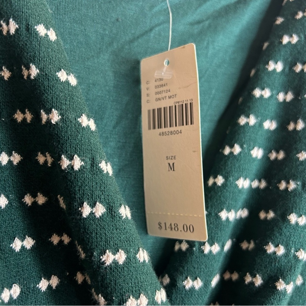 Maeve Anthropolagie M NWT Green Pattern Long Sleeve Dress Vneck Party Event - Picture 12 of 13